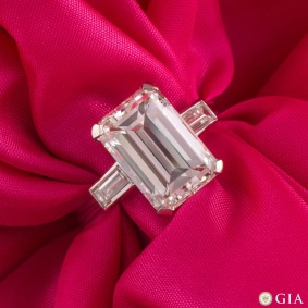 Emerald Cut Platinum Diamond Ring 7.02ct H/VS1